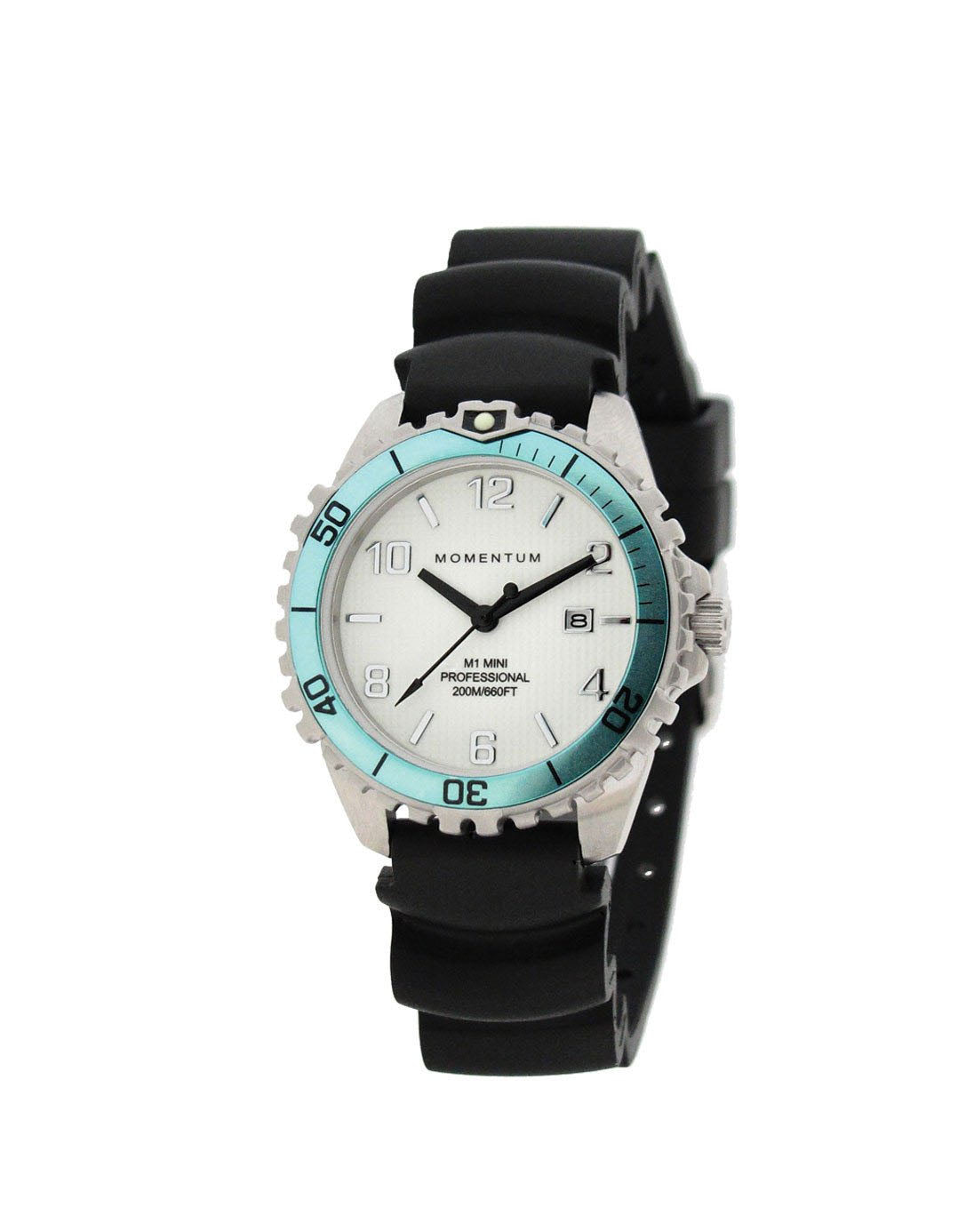 Momentum Mini Rubber Aqua with Black Rubber Strap