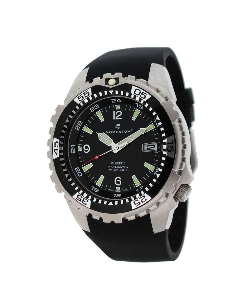 Momentum Deep 6 in White Face with Black Rubber Strap