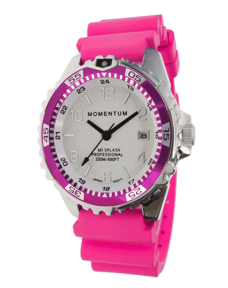 Momentum Splash Rubber with White face & Magenta Twist Rubber Strap